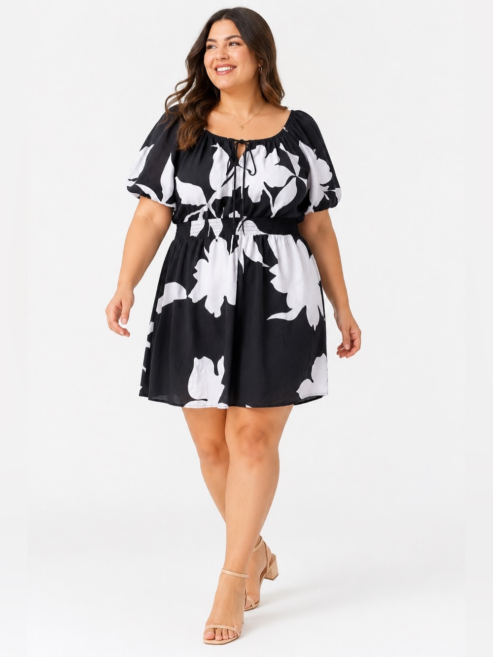 Nine West Black and White Tie-Front Dress